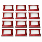 72 Pieces Red Pillow Boxes with Clear Window, 24 × 20 × 5 cm, 12 Pieces