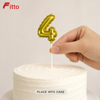 144 Pieces Gold Number 4 Birthday Cake Candle, 9 cm, Single Numeral Candle for Celebration Cakes