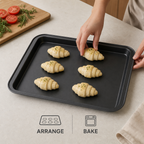 96 Pieces Black Rectangular Carbon Steel Non-Stick Baking Tray, 37 × 25 cm, 1 Piece