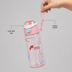 96 Pieces Pink Printed Water Bottle with Flip Top Lid and Carry Strap, 800 ml, 1 Piece