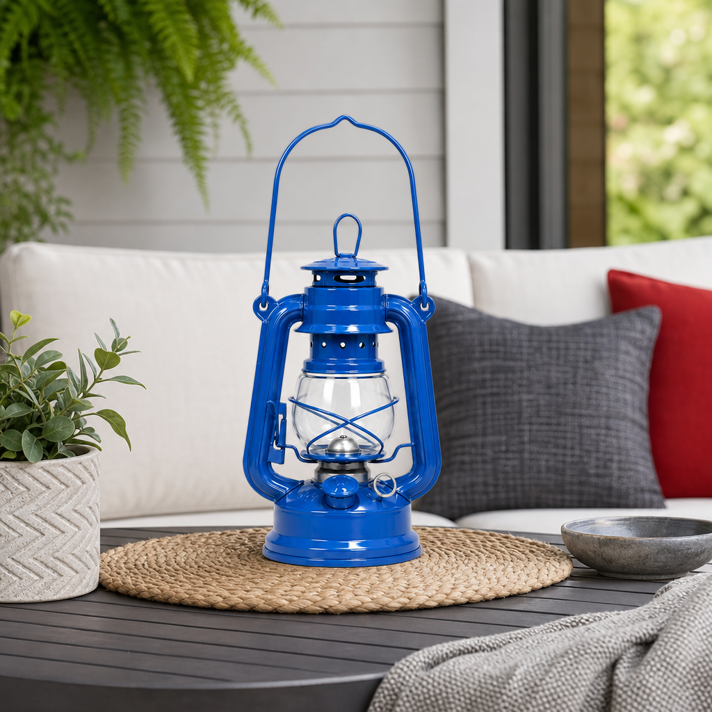 96 Pieces Metal Hurricane Lanterns, Small Blue Hanging Lantern, 20 cm