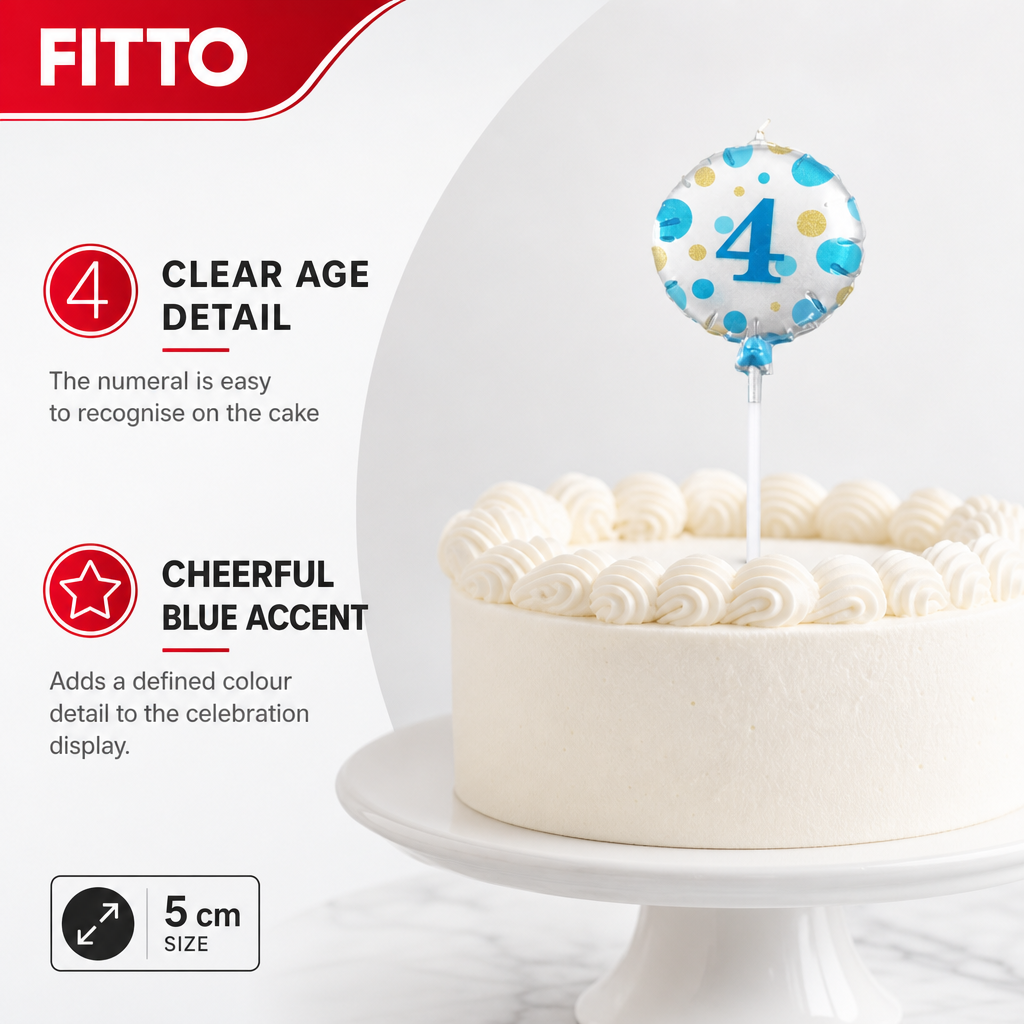 240 Pieces Birthday Number 4 Cake Candle, 5 cm, Blue