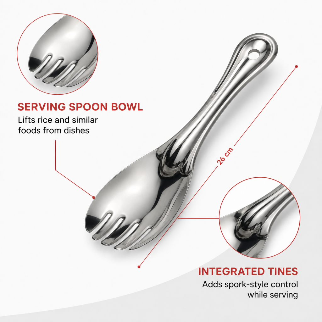 96 Pieces Stainless Steel Rice Serving Spork, Medium, 26 cm