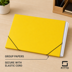 120 Pieces A4 Document Folder with Elastic Cord Closure, Yellow, 34 x 25 x 2 cm, 1 Piece