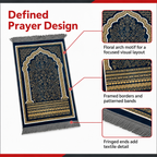 72 Pieces Decorative Prayer Mats, Turkish Style Floral Design, Blue and Gold, Fringed Edges, 36 x 28 cm
