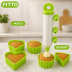 96 Pieces Green Silicone Baking Mould Set with Cupcake Moulds and Cream Dispenser, 1 Set