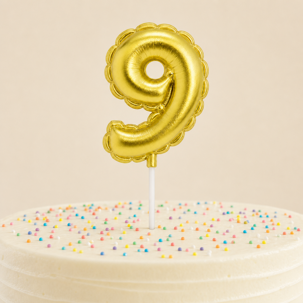 144 Pieces Gold or Silver Number 9 Happy Birthday Cake Candle, 9 cm