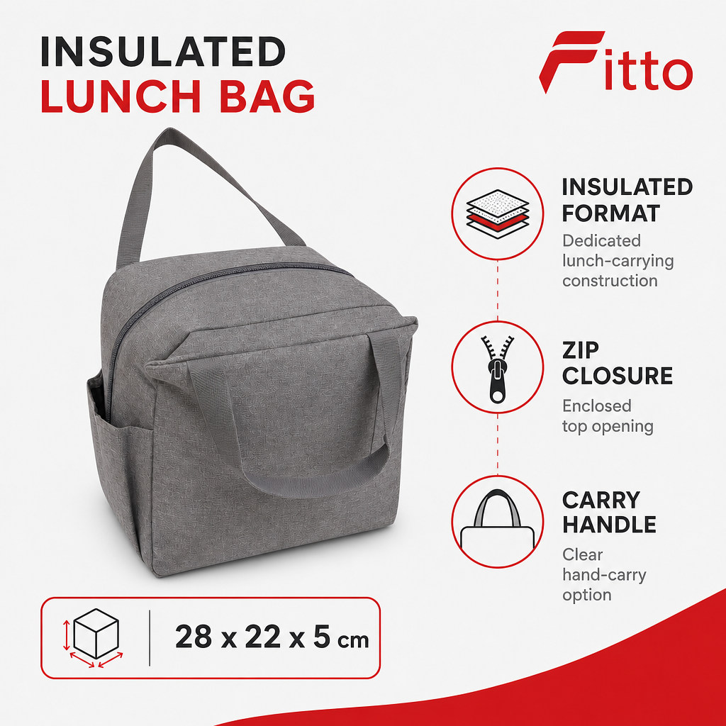 96 Pieces Insulated Lunch Bag with Carry Handle, Grey, 1 Piece
