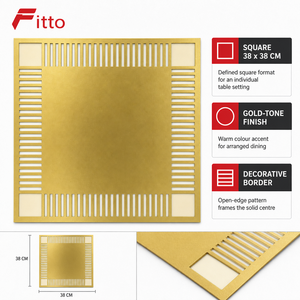 240 Pieces Gold-Tone Square PVC Table Mat, 38 x 38 cm, 1 Piece