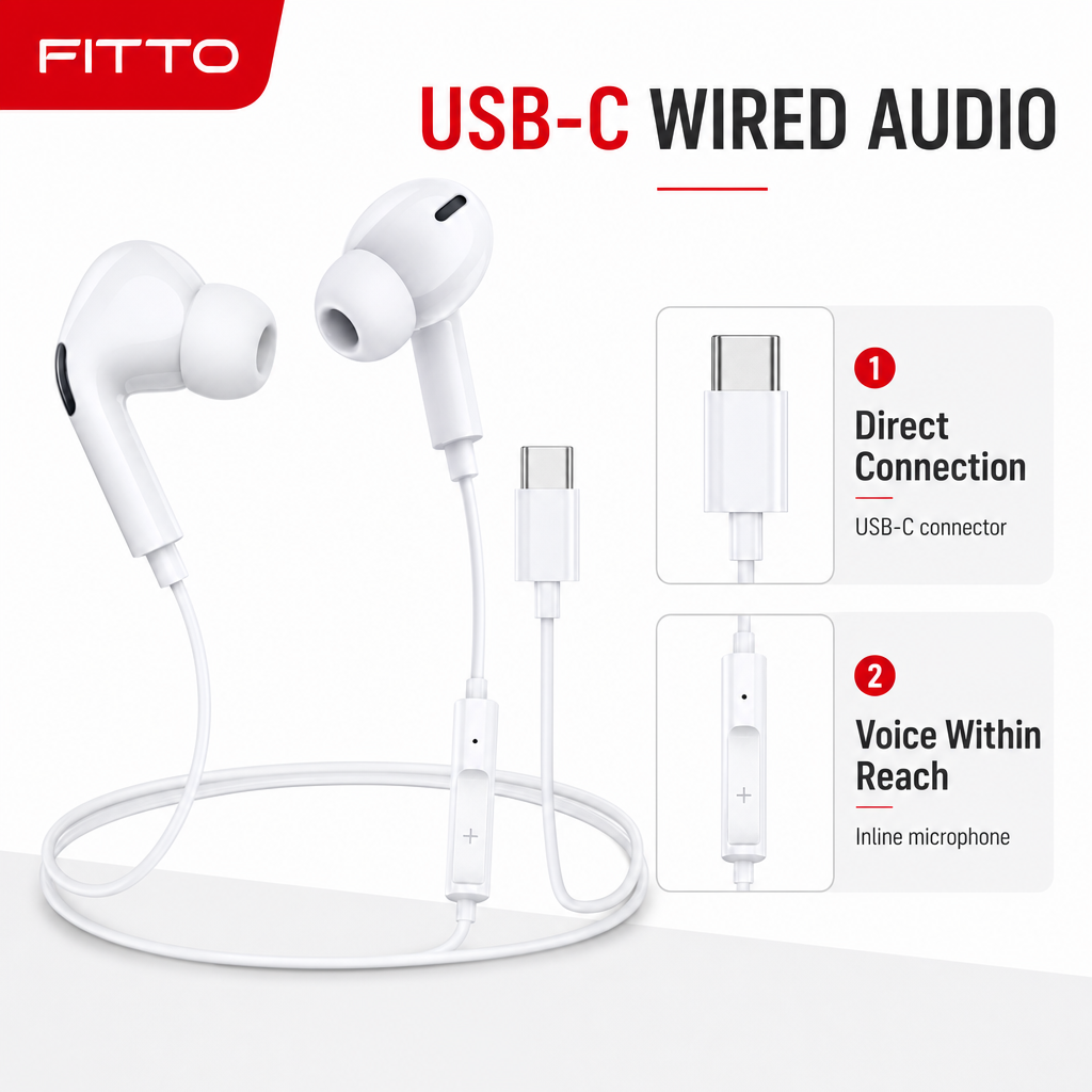 120 Pieces USB-C Wired Earphoneses with Inline Microphone, White