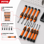 96 Pieces Precision Screwdriver Set with Slotted & Phillips Drivers, 15 cm Each, Orange and Black, 10-Piece Set