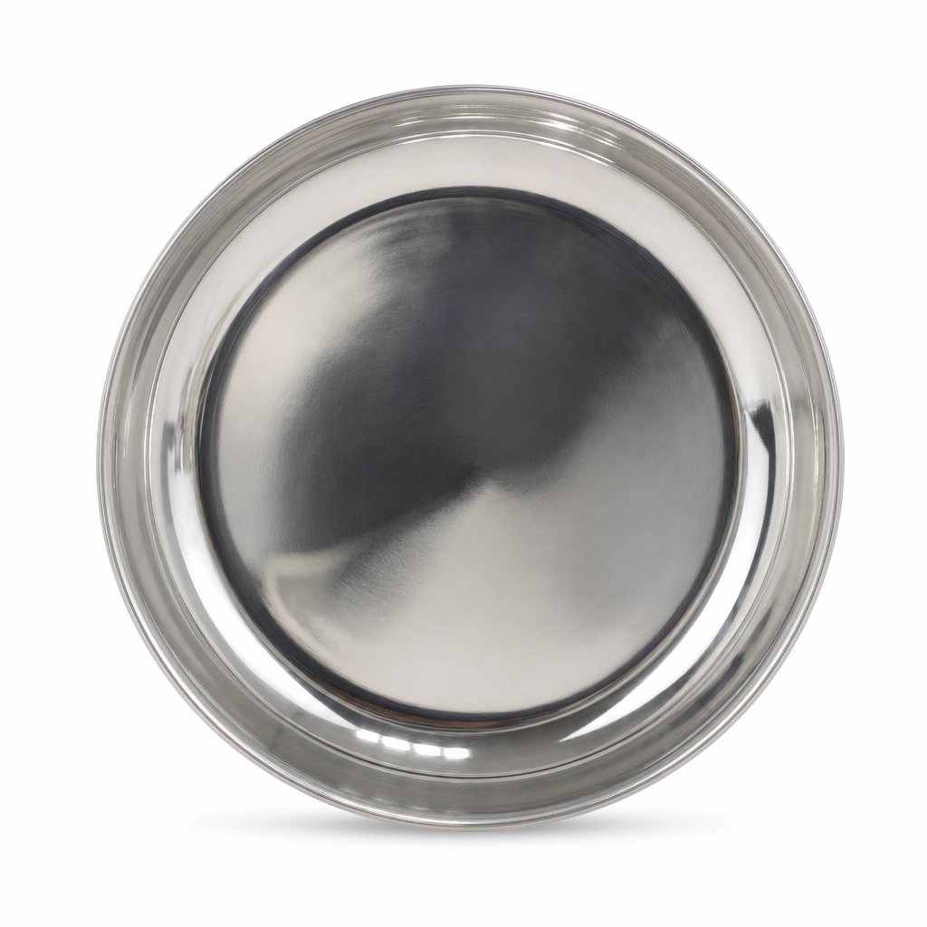 96 Pieces Stainless Steel Rice Plate, 25 cm, Round Serving Dish for Meals