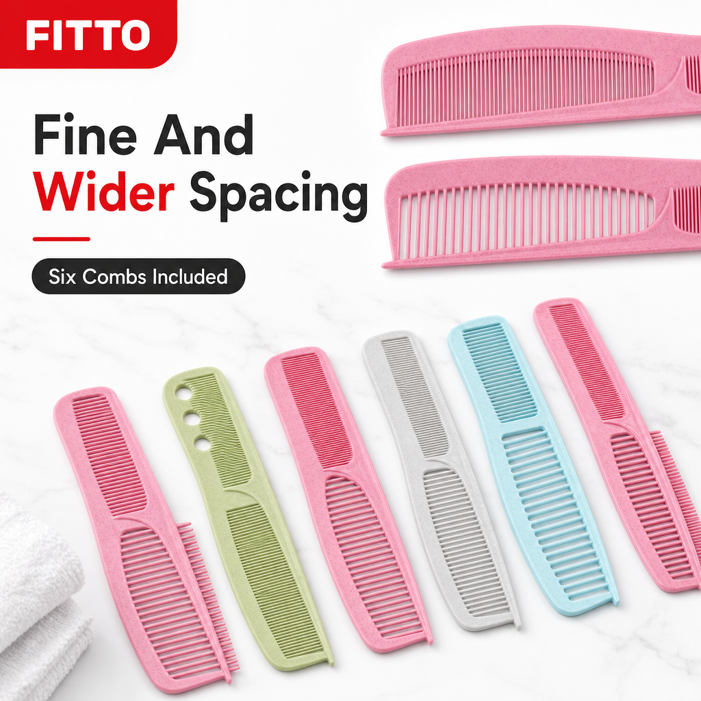 96 Pieces Pastel Multi-Colour Hair Combs Set, 6 Pieces for Styling and Grooming