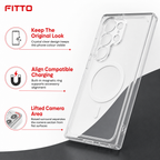 96 Pieces Crystal Clear Magnetic Phone Cases with Ring for Wireless Charging and Raised Camera Protection for A55