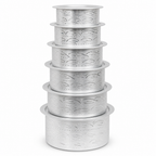 48 Pieces Silver Aluminium Round Cooking Pot Set with Lids, 6-Piece Set