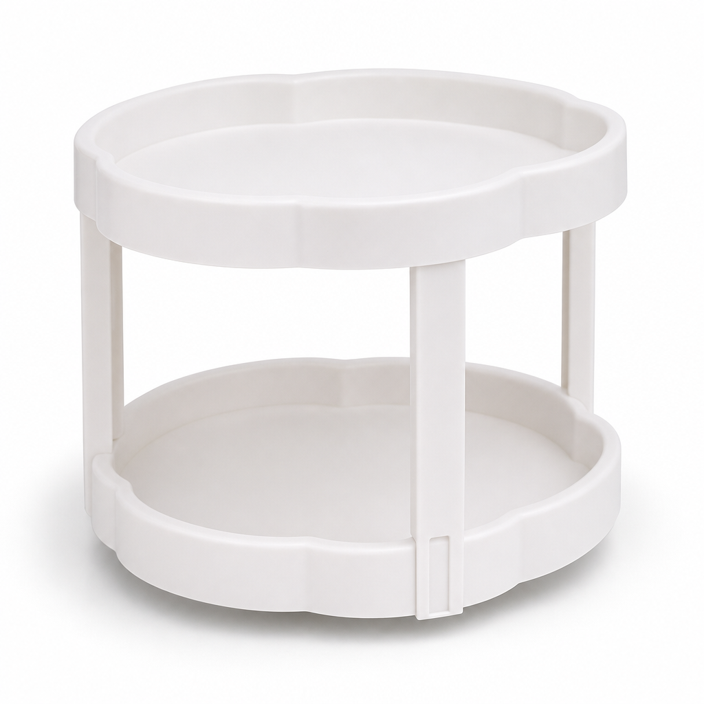 96 Pieces Spice Racks, Round Two-Tier Kitchen Organiser, White, 29 x 29 x 20 cm