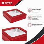 96 Pieces Red Square Chocolate Presentation Box with Clear Window and Divider Insert, 20 x 20 x 5 cm, 1 Piece