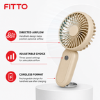 120 Pieces Beige Rechargeable Mini Hand Fan, Portable Handheld Fan with Three Speed Settings