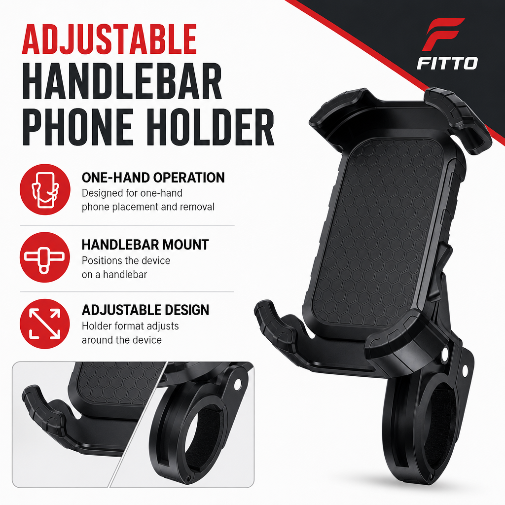 96 Pieces Adjustable Handlebar Phone Holder with One-Hand Operation, Black