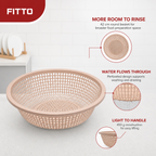 96 Pieces Large Plastic Colander Basket Light Peach 42 cm for Washing and Draining, 1 Piece