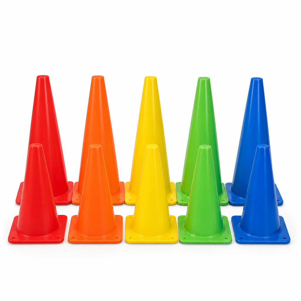 96 Pieces Plastic Training Cones, 28 cm, Multicolor, 10-Piece Pack