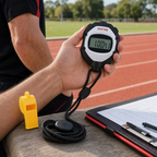 96 Pieces Digital Sports Stopwatches with Whistle and Lanyard, Handheld Elapsed-Time Timer for Training and Events