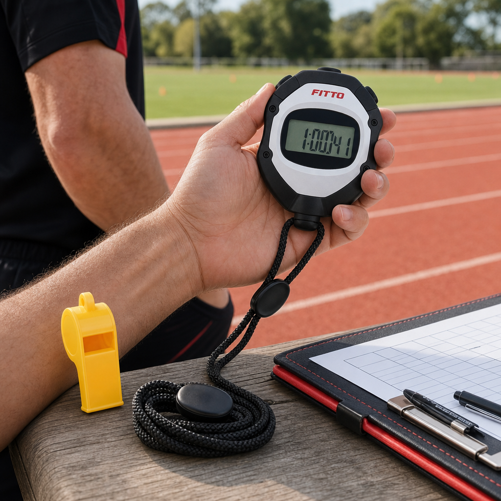 96 Pieces Digital Sports Stopwatches with Whistle and Lanyard, Handheld Elapsed-Time Timer for Training and Events