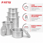 48 Pieces Silver Aluminium Round Cooking Pot Set with Lids, 6-Piece Set