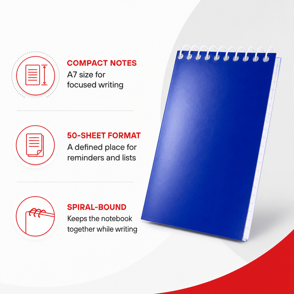 240 Pieces Executive Spiral Notebook A7, 76 × 112 mm, 50 Sheets, Blue Cover
