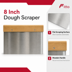 240 Pieces Dough Scrapers, Stainless Steel Blade with Wooden Handle, 8 Inch, Silver and Natural Wood, 1 Piece