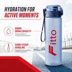 96 Pieces 800ml Water Bottle with Carry Strap, Blue Sports Hydration Bottle