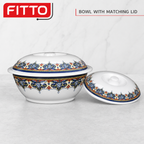 96 Pieces Melamine Serving Bowl with Lid, Decorative Pattern, 10 Inch