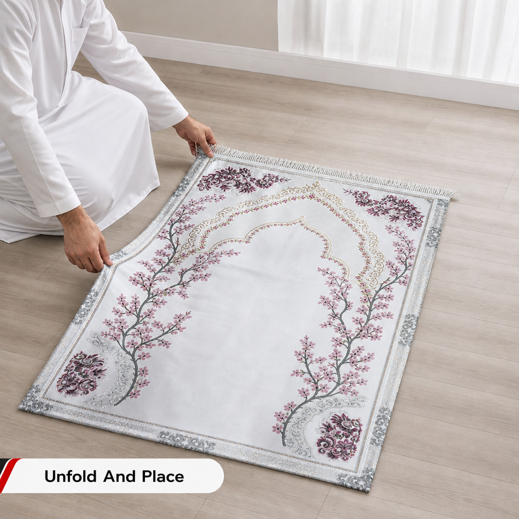 96 Pieces Floral Prayer Mats, Single-Layer Syrian-Style Textile Mat with Fringe, 30 x 22 x 4 cm