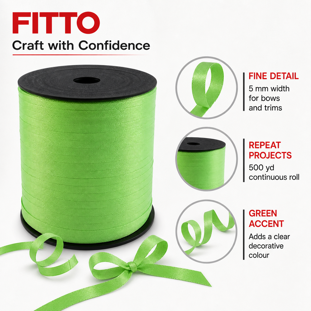 120 Pieces Green PP Ribbon Roll, 5 mm x 500 yd, Craft Decorating Ribbon for Wrapping, Bows and Floral Arrangements