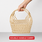 96 Pieces Handwoven Natural Fiber Basket Handbags with Double Handle, Beige, 25.15 cm