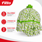 96 Pieces Cotton Mop Head, 150 g, Green and White, Floor Cleaning Head