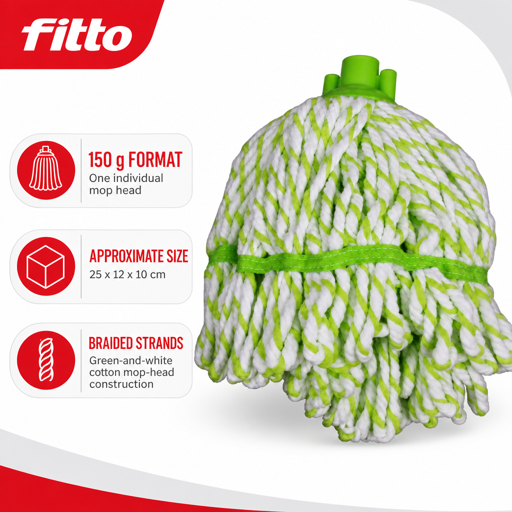 96 Pieces Cotton Mop Head, 150 g, Green and White, Floor Cleaning Head
