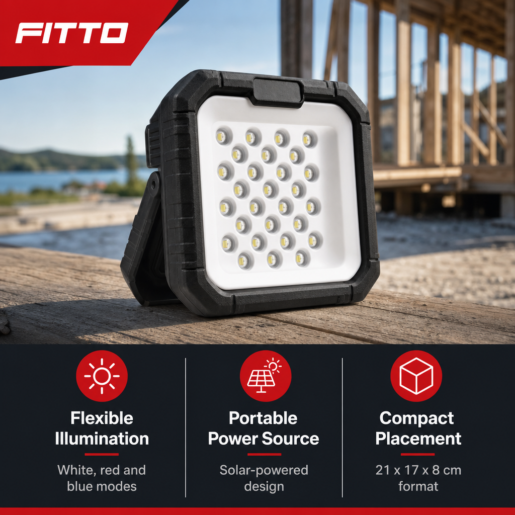72 Pieces Solar-Powered LED Work Light with White and Red/Blue Emergency Modes, Portable Rectangular Light, 21 x 17 x 8 cm
