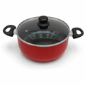 48 Pieces Saucepot 24 cm Red Aluminum Non-Stick Cookwares with Glass Lid and Side Handles