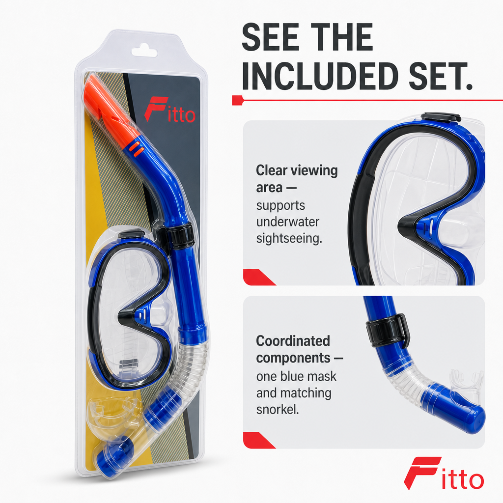 72 Pieces Swimming Mask and Snorkel Set, Blue