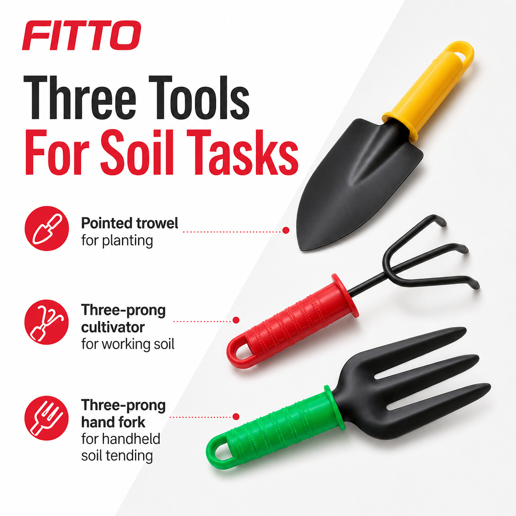 120 Pieces Garden Hand Tools Set, 3-Piece Assorted Colour Cultivating Tools with Plastic Handles