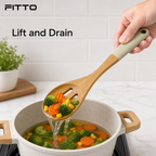 96 Pieces Wooden Slotted Spoon, 32 cm Natural Wood Cooking Utensils for Stirring and Serving