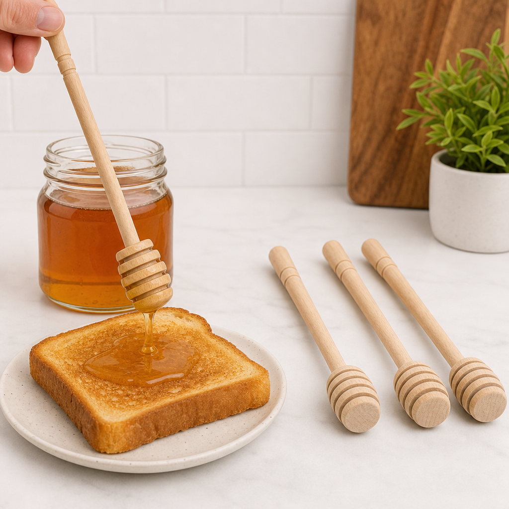 120 Pieces Natural Wooden Honey Dipper Sticks, 4 Pieces, 22 cm Kitchen Utensils for Drizzling Honey