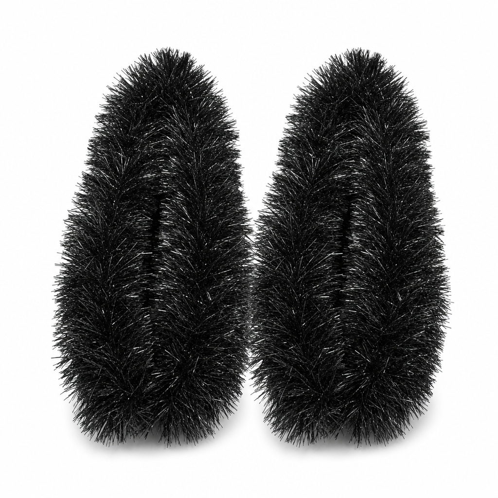 240 Pieces Black Tinsel Decoration Garland, 6 cm x 20 ft, 2 Pieces