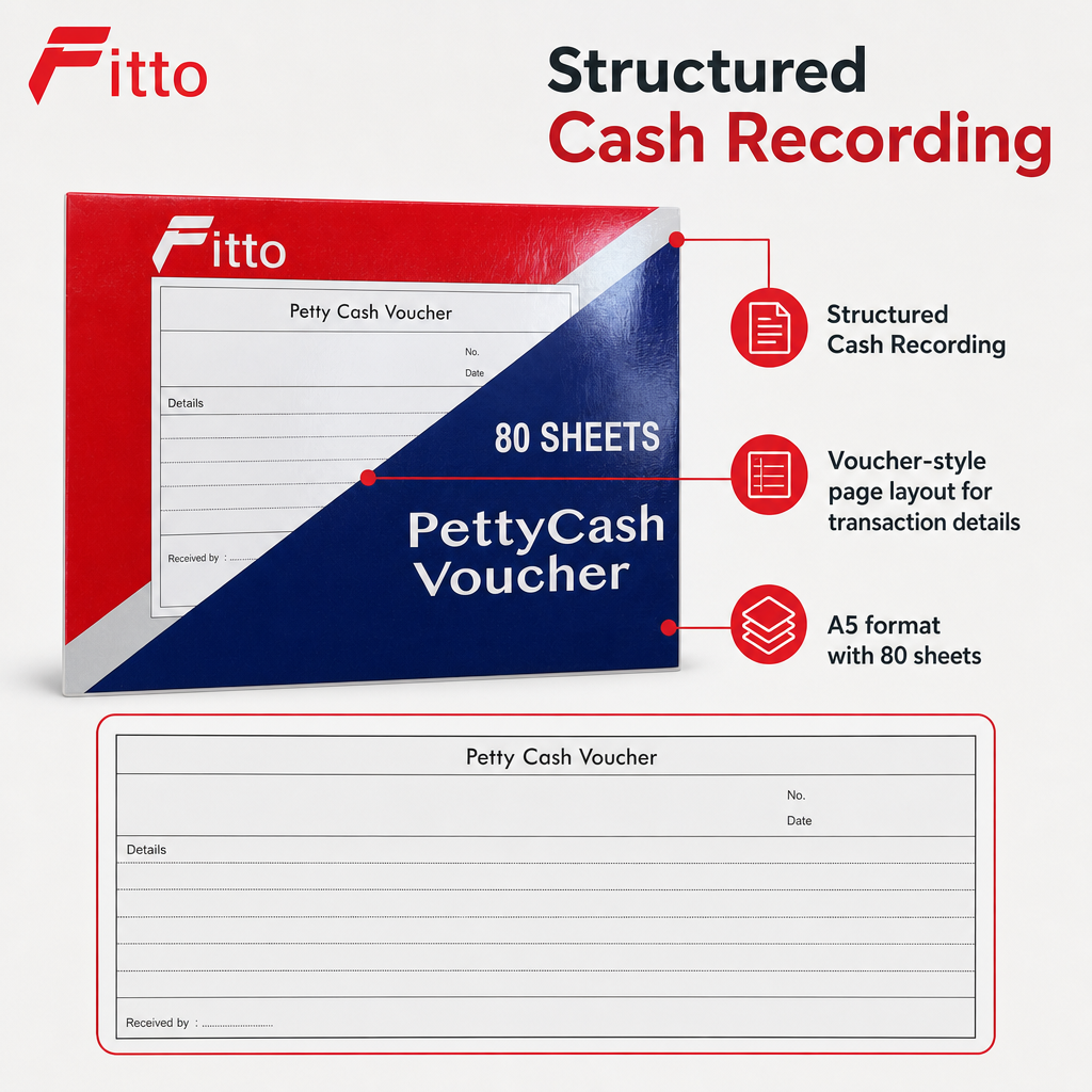 240 Pieces Petty Cash Voucher Books, A5, 145 x 210 mm, 80 Sheets, 1 Piece