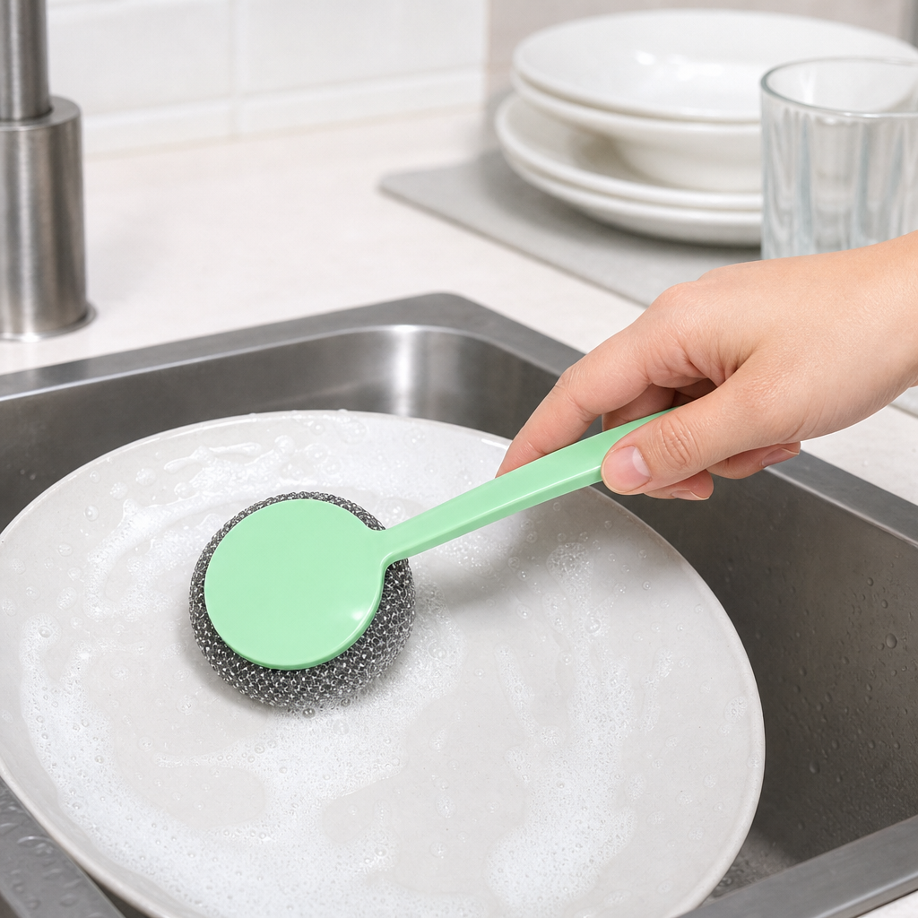 120 Pieces Dish Scrubber Brush with Handle, Green, 28 cm