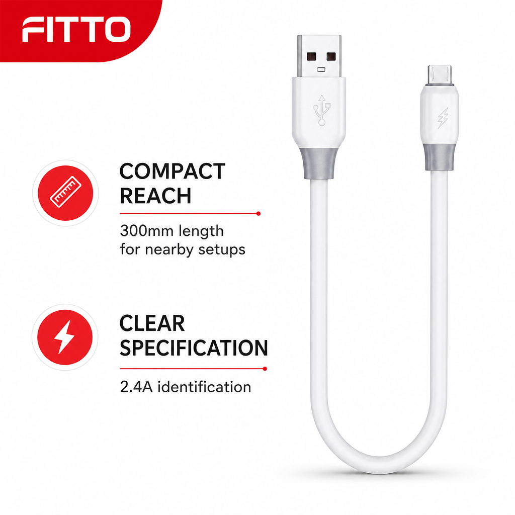 240 Pieces USB to Micro-USB Fast Charging Data Cable, 2.4A, 300mm