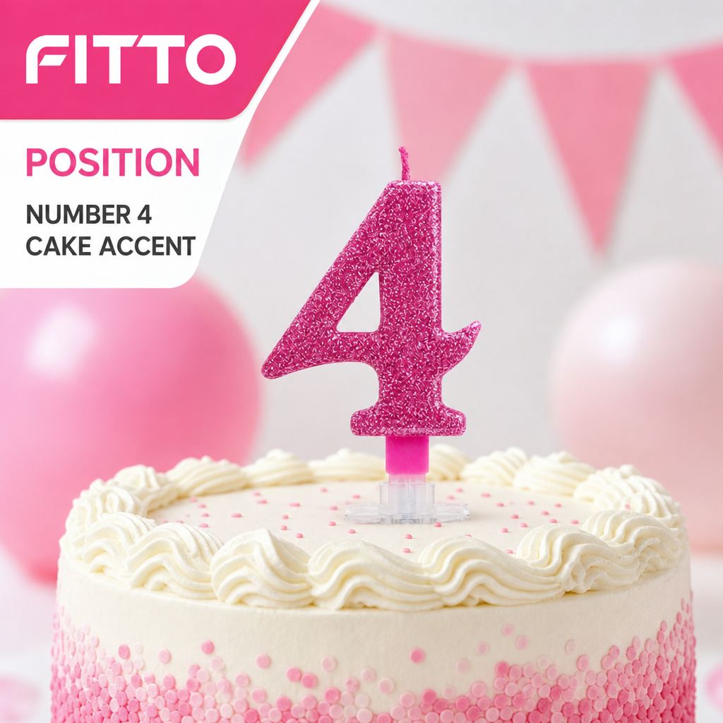 240 Pieces Assorted Colour Sparkling Number 4 Cake Candle, 3 in, Clip Base, 1 Piece