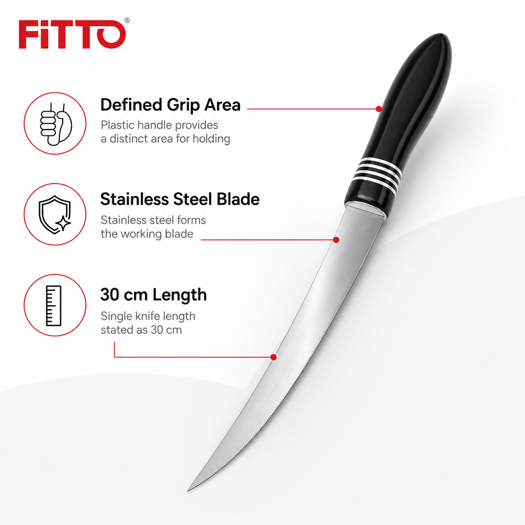 96 Pieces Stainless Steel Kitchen Knives with Plastic Handle, 30 cm