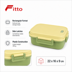 96 Pieces Plastic Lunch Box with Side Latches, Yellow and Green Rectangular 22 x 16 x 9 cm, 1 Piece